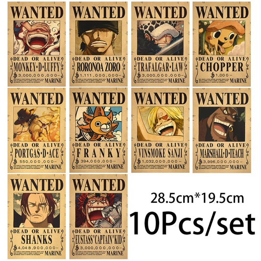 One Piece Luffy Wanted Vintage Posters Set